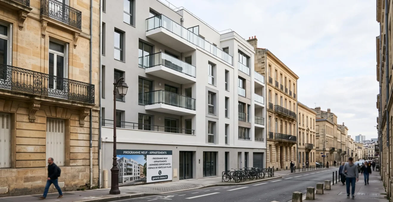 Immeuble résidentiel neuf en commercialisation intégré dans un quartier urbain traditionnel de Bordeaux